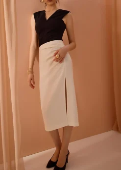 Love, Bonito Skirts*Mei Elastic High Slit Column Midi Skirt