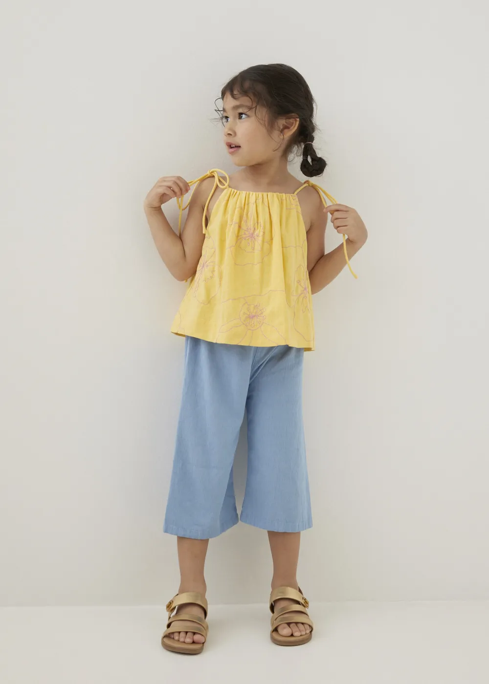 Kids Love, Bonito Casual Tops|Tanks & Camis*Mei Embroidered Babydoll Camisole Top in Rekindled Blooms