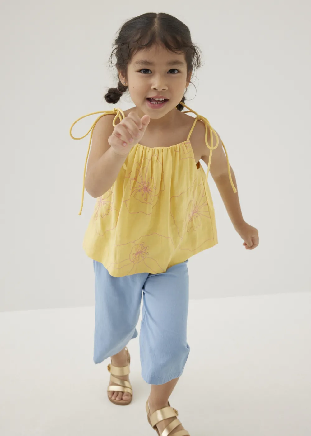 Kids Love, Bonito Casual Tops|Tanks & Camis*Mei Embroidered Babydoll Camisole Top in Rekindled Blooms