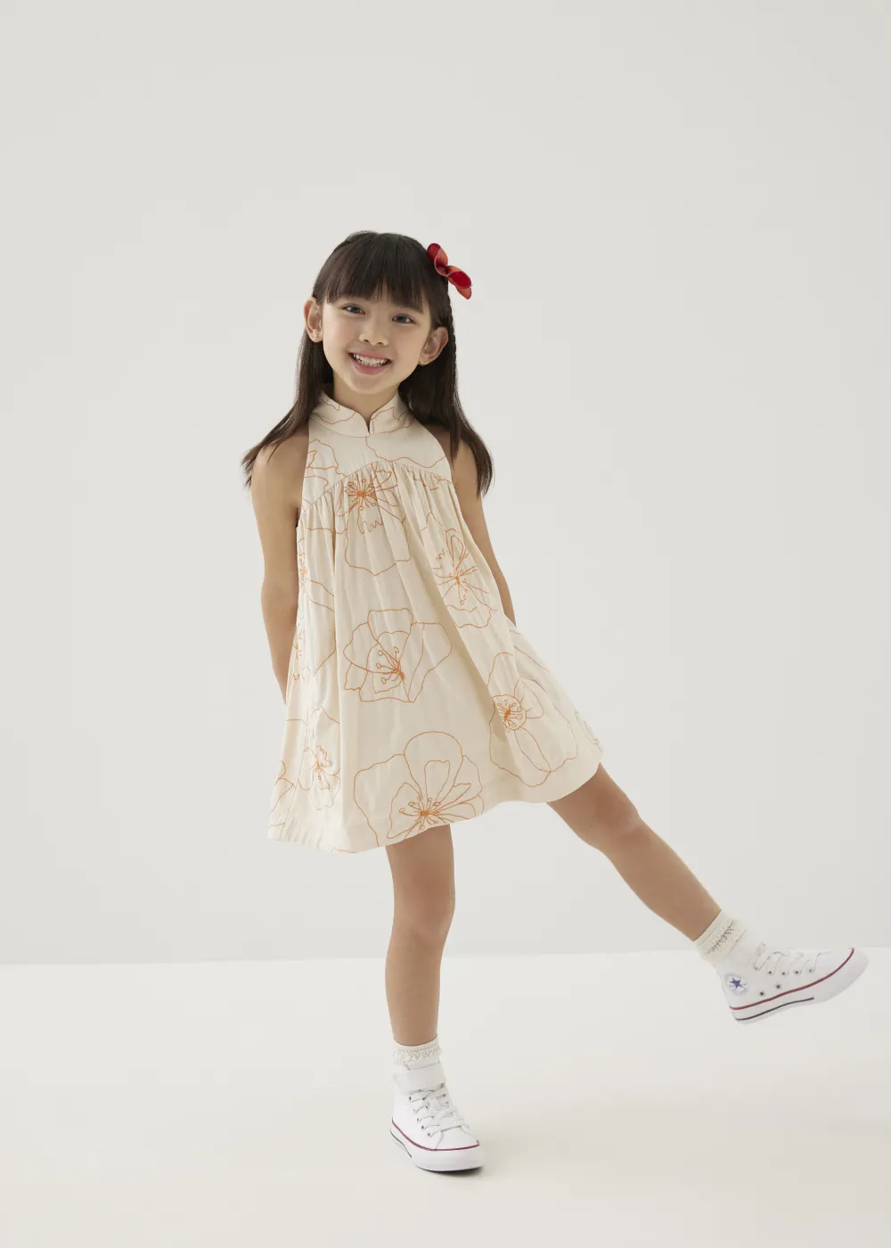 Kids Love, Bonito Party Dresses|Kidswear*Melati Embroidered Babydoll Mini Dress in Rekindled Blooms