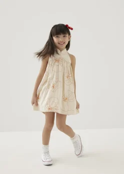 Kids Love, Bonito Party Dresses|Kidswear*Melati Embroidered Babydoll Mini Dress in Rekindled Blooms