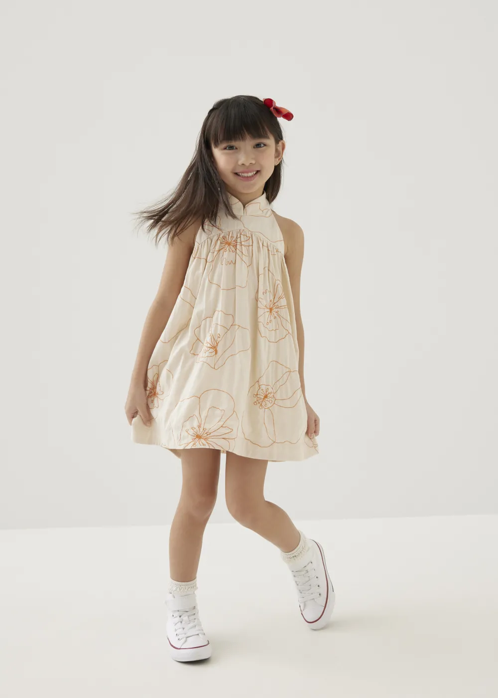 Kids Love, Bonito Party Dresses|Kidswear*Melati Embroidered Babydoll Mini Dress in Rekindled Blooms