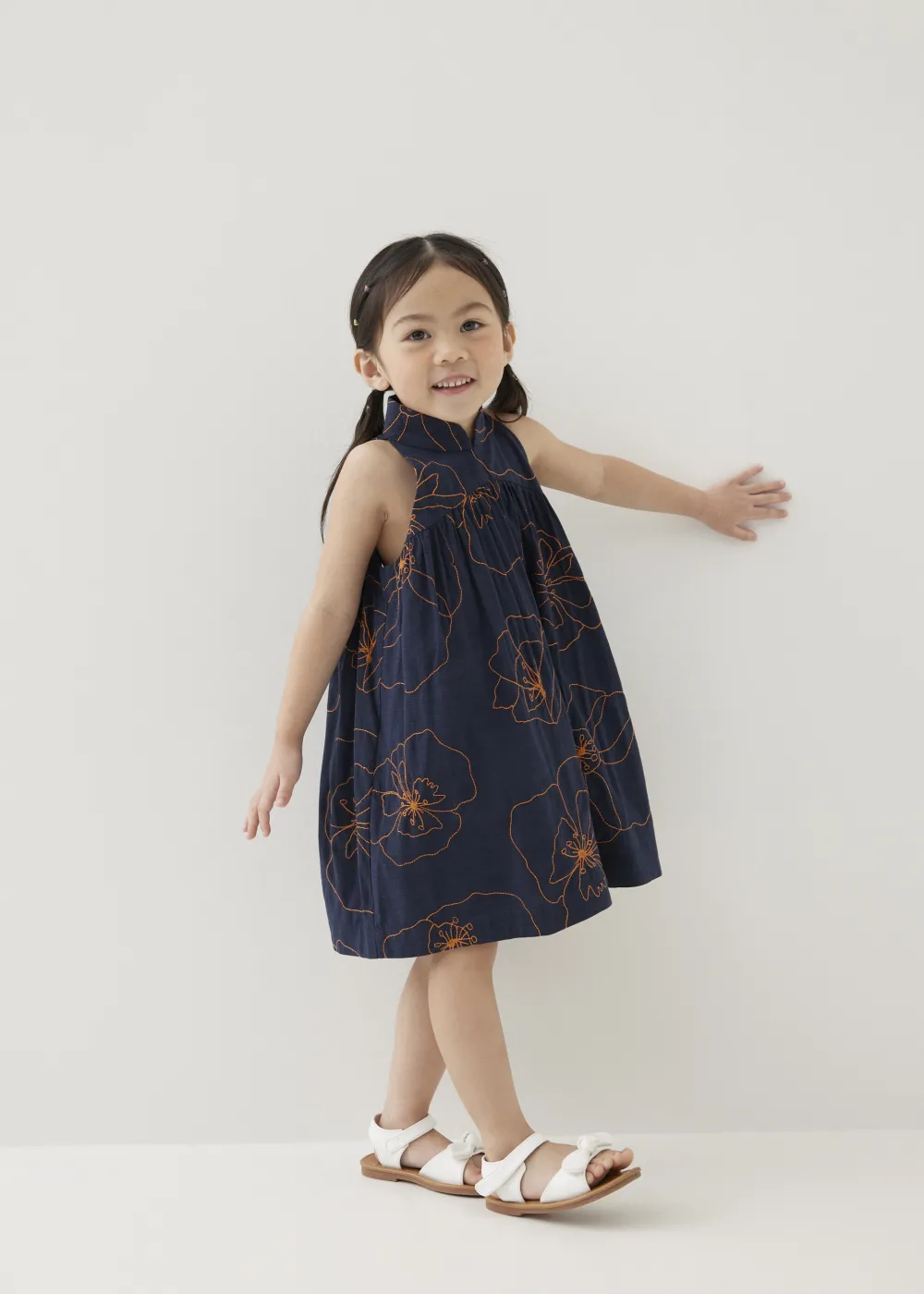 Kids Love, Bonito Party Dresses|Kidswear*Melati Embroidered Babydoll Mini Dress in Rekindled Blooms