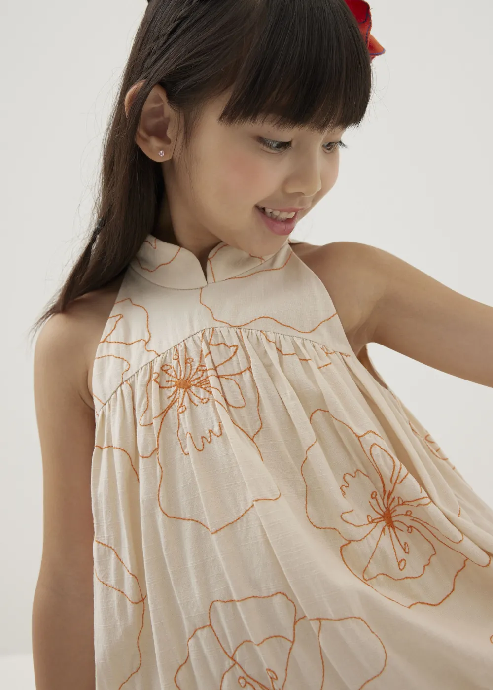 Kids Love, Bonito Party Dresses|Kidswear*Melati Embroidered Babydoll Mini Dress in Rekindled Blooms
