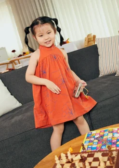 Kids Love, Bonito Party Dresses|Kidswear*Melati Embroidered Babydoll Mini Dress in Rekindled Blooms