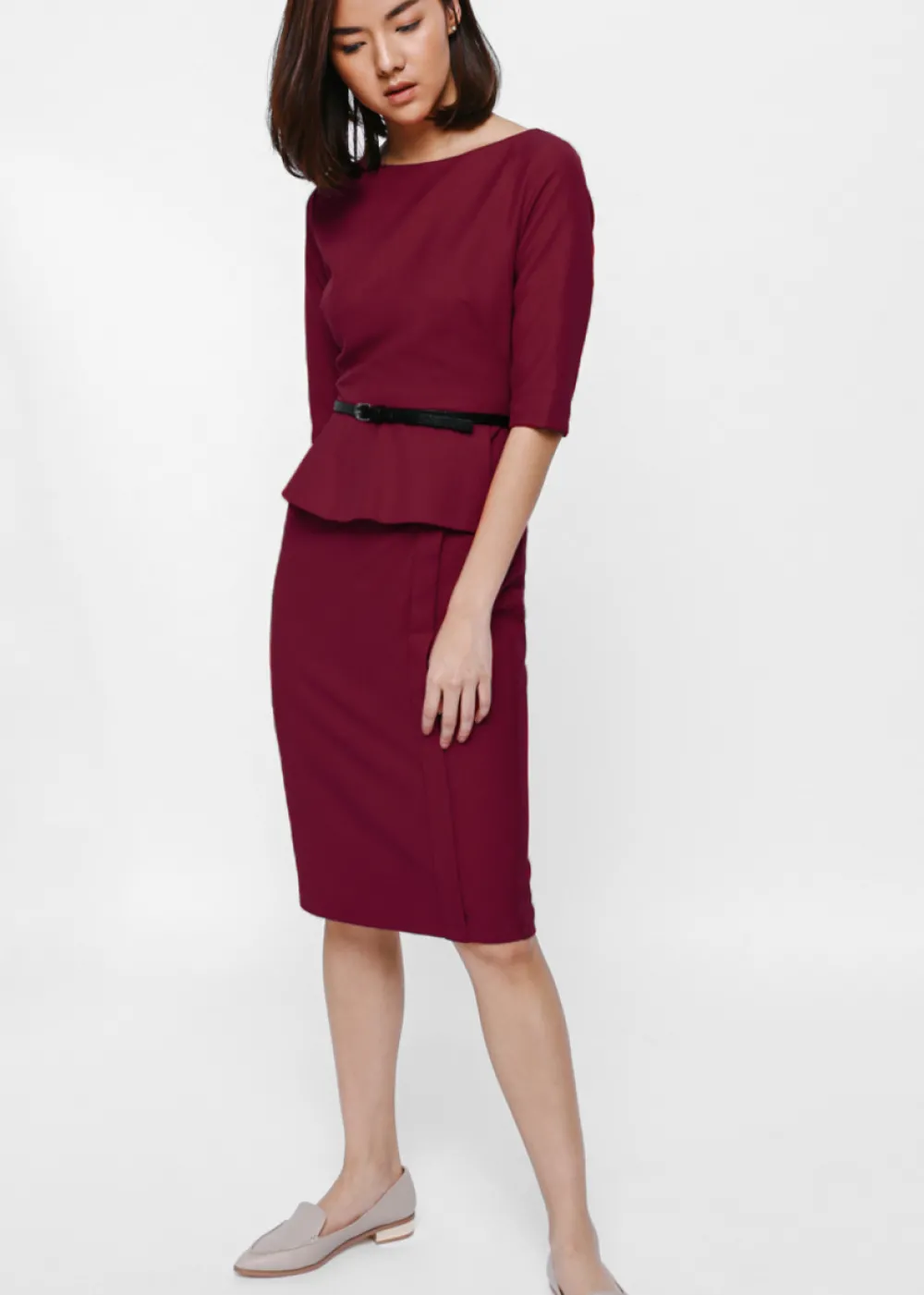 Love, Bonito Work Dresses*Melges Peplum Midi Dress