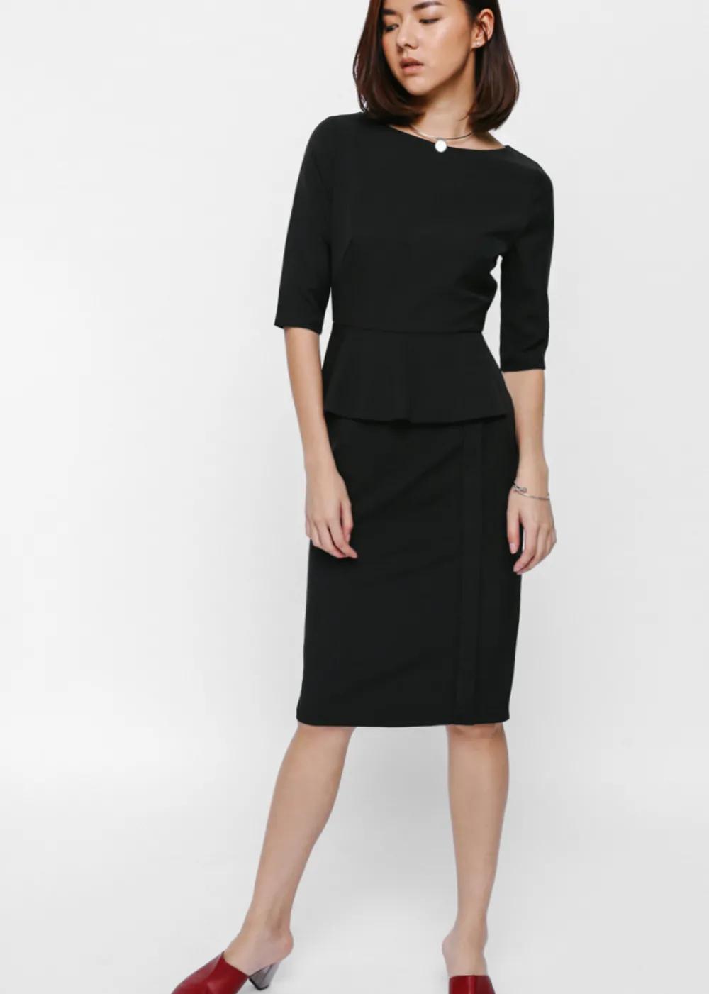 Love, Bonito Work Dresses*Melges Peplum Midi Dress