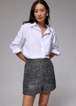 Love, Bonito Party & Occasions|Shorts & Skorts*Metallic Tweed High Waist A-line Shorts