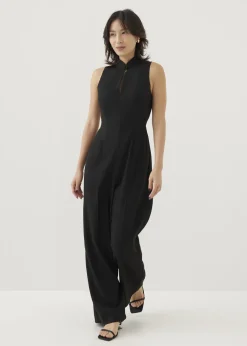 Love, Bonito Straight|Party & Occasions*Mina Padded Tweed Mandarin Collar Jumpsuit