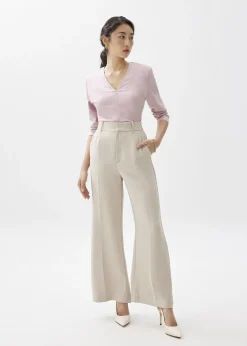Love, Bonito Work Tops|Work*Moon Shoulder Padded Melange V-neck Top