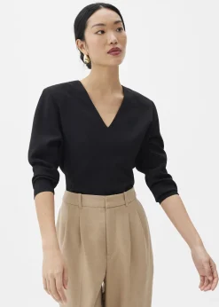 Love, Bonito Weekend & Vacation Tops|Work Tops*Moon Shoulder Padded V-neck Top