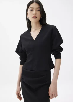Love, Bonito Weekend & Vacation Tops|Work Tops*Moon Shoulder Padded V-neck Top