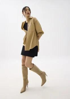 Love, Bonito Blouses & Shirts|Weekend*Oversized Vegan Leather Collared Shirt