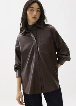 Love, Bonito Blouses & Shirts|Weekend*Oversized Vegan Leather Collared Shirt