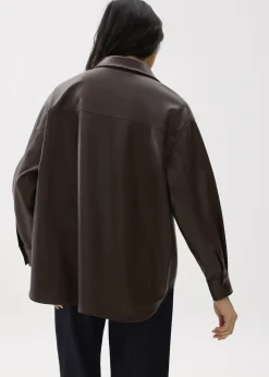 Love, Bonito Blouses & Shirts|Weekend*Oversized Vegan Leather Collared Shirt