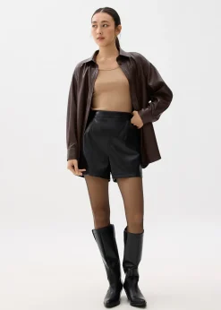 Love, Bonito Blouses & Shirts|Weekend*Oversized Vegan Leather Collared Shirt