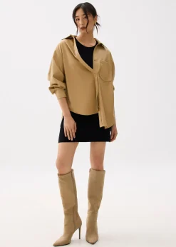 Love, Bonito Blouses & Shirts|Weekend*Oversized Vegan Leather Collared Shirt