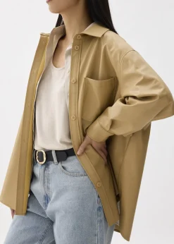 Love, Bonito Blouses & Shirts|Weekend*Oversized Vegan Leather Collared Shirt