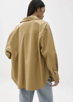 Love, Bonito Blouses & Shirts|Weekend*Oversized Vegan Leather Collared Shirt