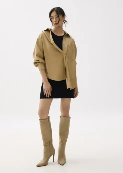 Love, Bonito Blouses & Shirts|Weekend*Oversized Vegan Leather Collared Shirt