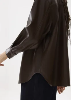 Love, Bonito Blouses & Shirts|Weekend*Oversized Vegan Leather Collared Shirt