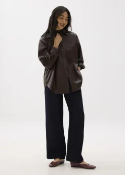 Love, Bonito Blouses & Shirts|Weekend*Oversized Vegan Leather Collared Shirt