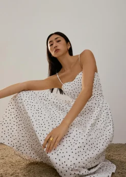 Love, Bonito Party & Occasions|Vacation*Padded Crinkled Polka Dot Sweetheart Fit & Flare Midaxi Dress