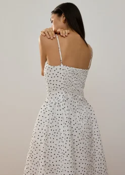 Love, Bonito Party & Occasions|Vacation*Padded Crinkled Polka Dot Sweetheart Fit & Flare Midaxi Dress