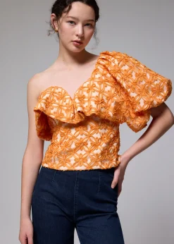 Love, Bonito Party Tops|Party & Occasions*Padded Lace Asymmetric Puff Sleeve Top