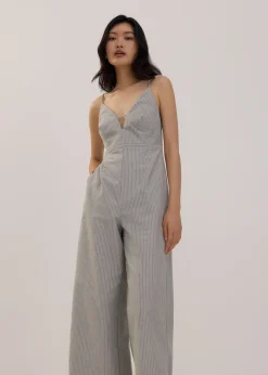 Love, Bonito Weekend|Vacation*Padded Plunge Linen Jumpsuit
