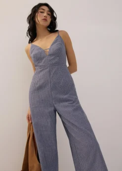 Love, Bonito Weekend|Vacation*Padded Plunge Linen Jumpsuit