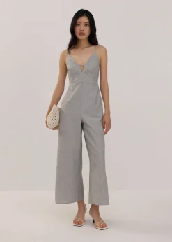 Love, Bonito Weekend|Vacation*Padded Plunge Linen Jumpsuit