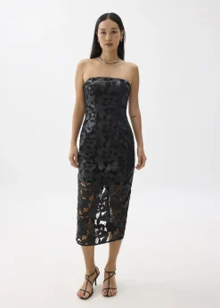Love, Bonito Party Dresses|Party & Occasions*Padded Vegan Leather Lace Tube Midaxi Dress