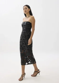 Love, Bonito Party Dresses|Party & Occasions*Padded Vegan Leather Lace Tube Midaxi Dress
