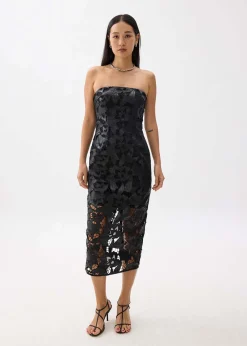 Love, Bonito Party Dresses|Party & Occasions*Padded Vegan Leather Lace Tube Midaxi Dress