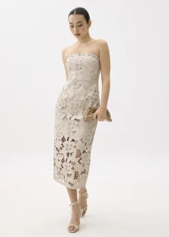 Love, Bonito Party Dresses|Party & Occasions*Padded Vegan Leather Lace Tube Midaxi Dress
