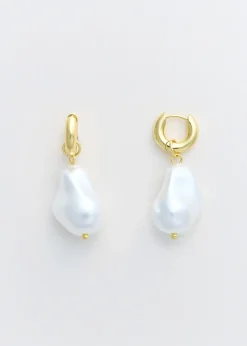 Love, Bonito Weekend|Vacation*Pearl Dangling Hoop Earrings