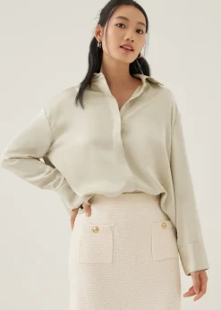 Love, Bonito Work Tops|Blouses & Shirts*Pennie Satin Cuffed Sleeve Shirt