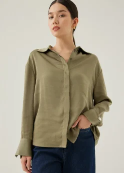 Love, Bonito Work Tops|Blouses & Shirts*Pennie Satin Cuffed Sleeve Shirt