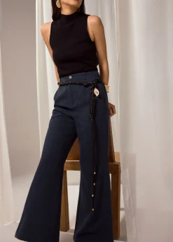 Love, Bonito Petite-Friendly|Work*PETITE Leggy™ Pvara Textured Flare Pants
