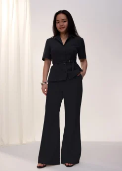 Love, Bonito Petite-Friendly|Work*PETITE Leggy™ Pvara Textured Flare Pants