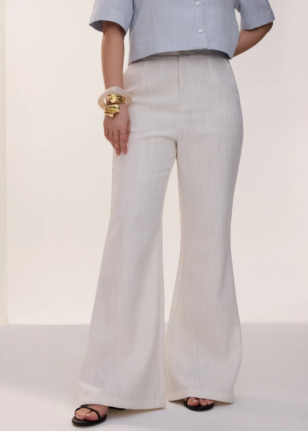 Love, Bonito Petite-Friendly|Work*PETITE Leggy™ Pvara Textured Flare Pants