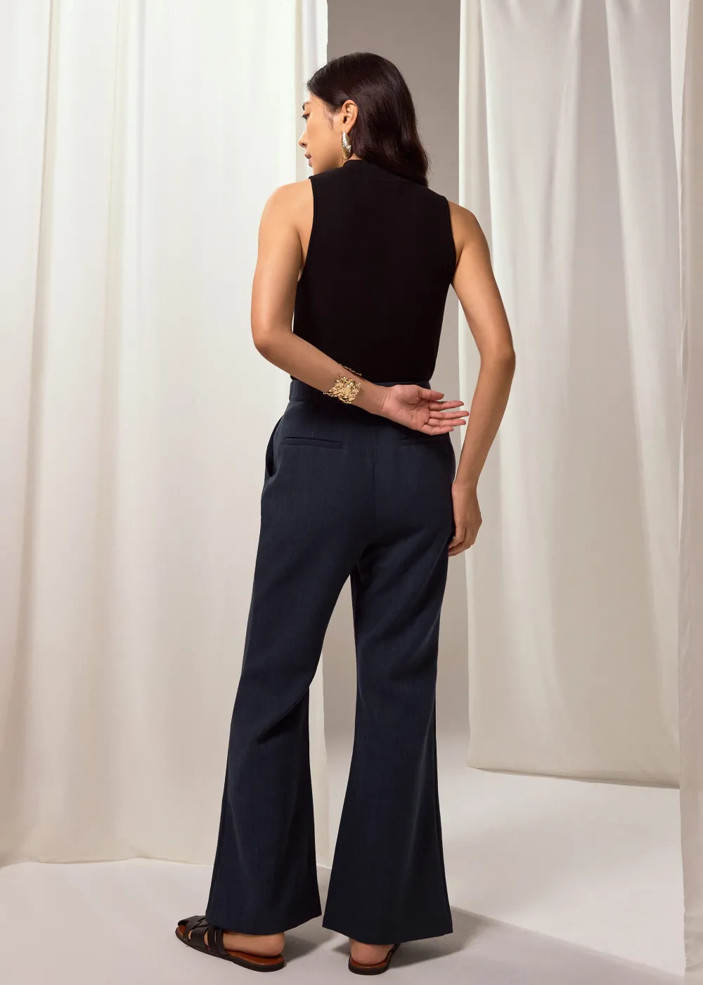 Love, Bonito Petite-Friendly|Work*PETITE Leggy™ Pvara Textured Flare Pants