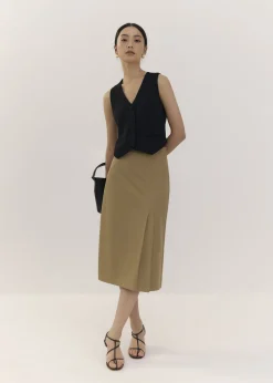 Love, Bonito Work|Skirts*Pleated High Waist Column Midi Skirt