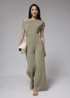 Love, Bonito Weekend|Vacation*Pleated Neoprene Asymmetric Jumpsuit