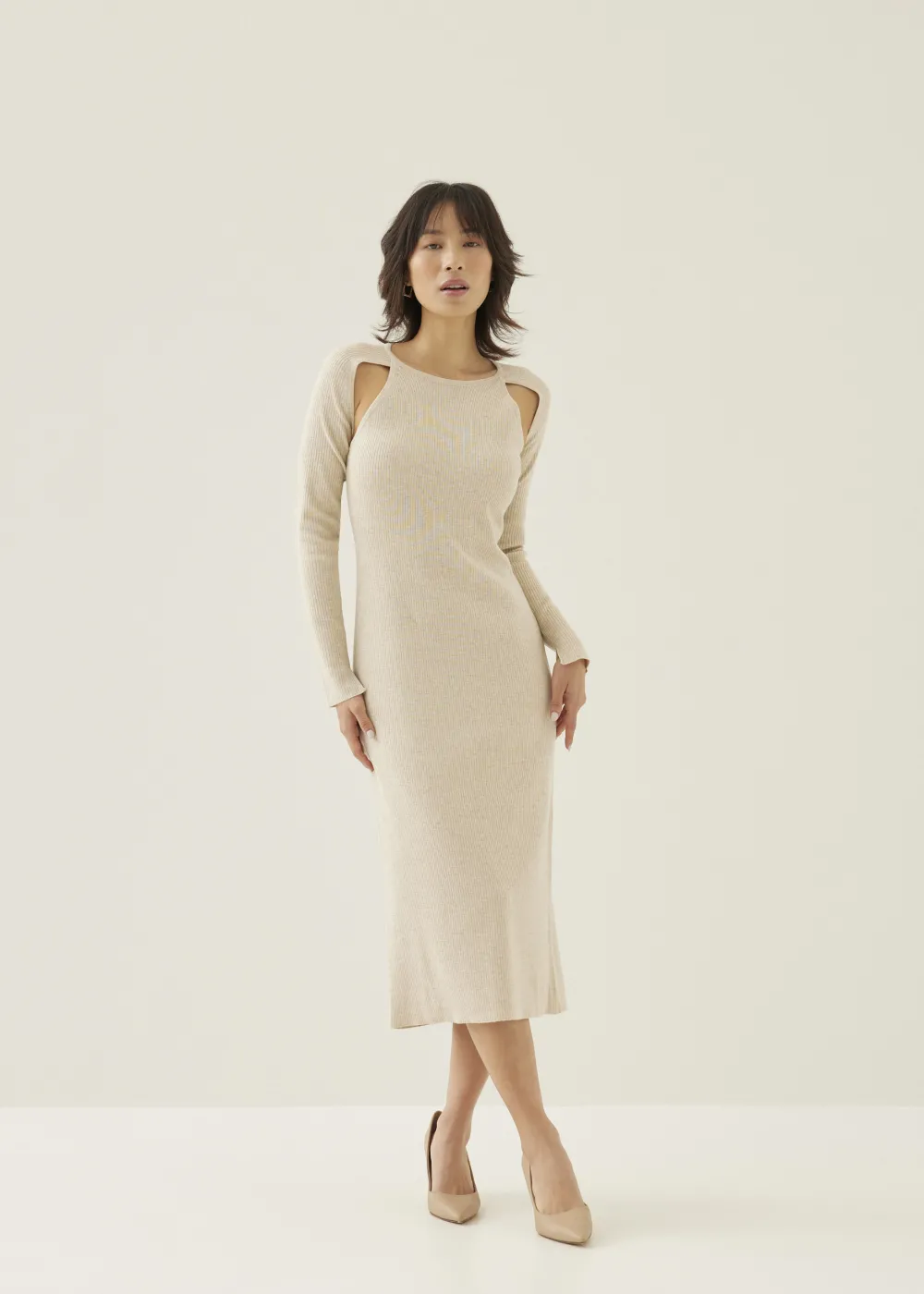 Love, Bonito Work Dresses*Reine Ribbed Knit Bodycon Midi Dress