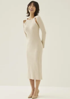 Love, Bonito Work Dresses*Reine Ribbed Knit Bodycon Midi Dress