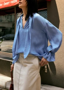 Love, Bonito Weekend|Vacation*Relaxed Chambray Drop Shoulder Blouse