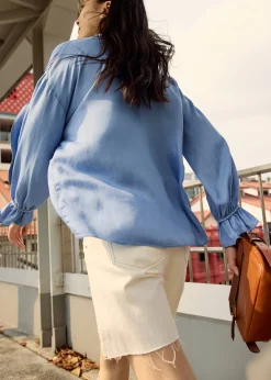 Love, Bonito Weekend|Vacation*Relaxed Chambray Drop Shoulder Blouse