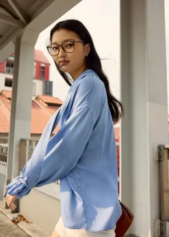 Love, Bonito Weekend|Vacation*Relaxed Chambray Drop Shoulder Blouse